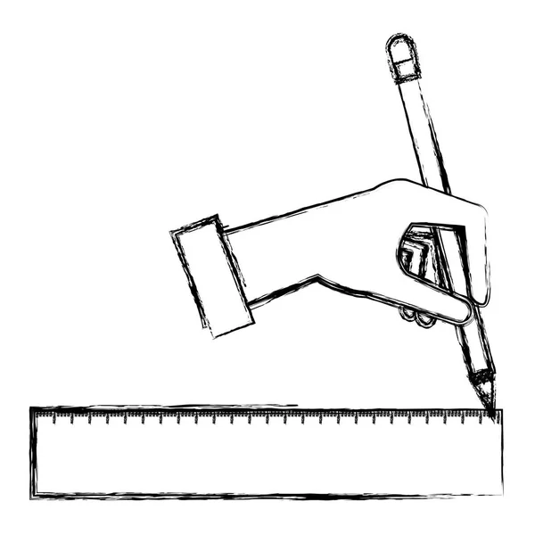 Dibujo a mano con la escuela regla geométrica — Vector de stock