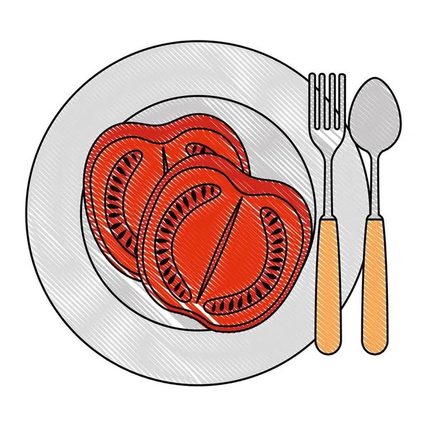 Tomate fresco tobogán comida saludable — Vector de stock