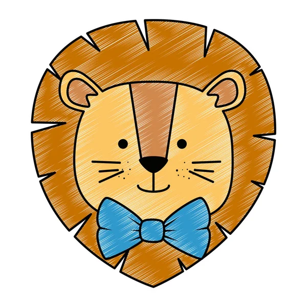 Niedlichen Löwenkopf Charakter-Ikone — Stockvektor