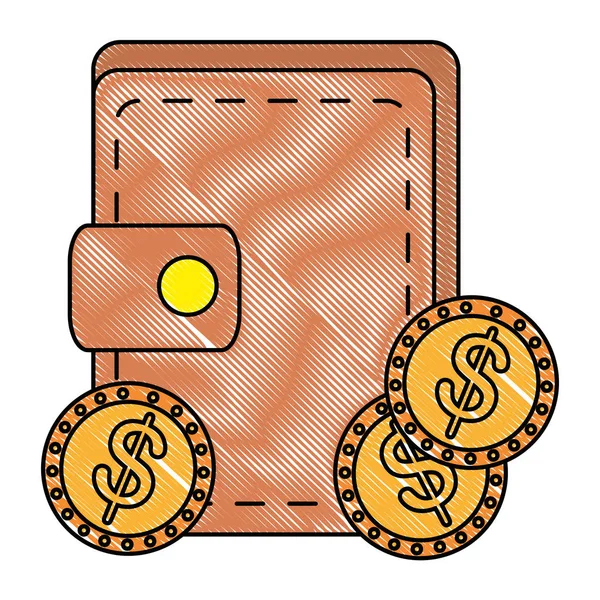 Geldbörse mit Münzen Geld — Stockvektor