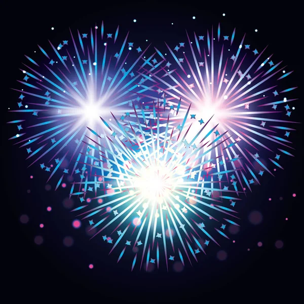 Decorative fireworks explosions poster — Stock Vector