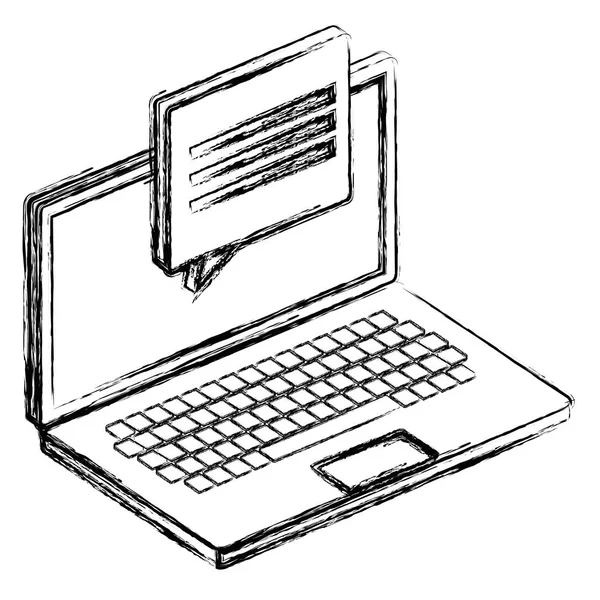 Computador portátil com bolha de fala —  Vetores de Stock