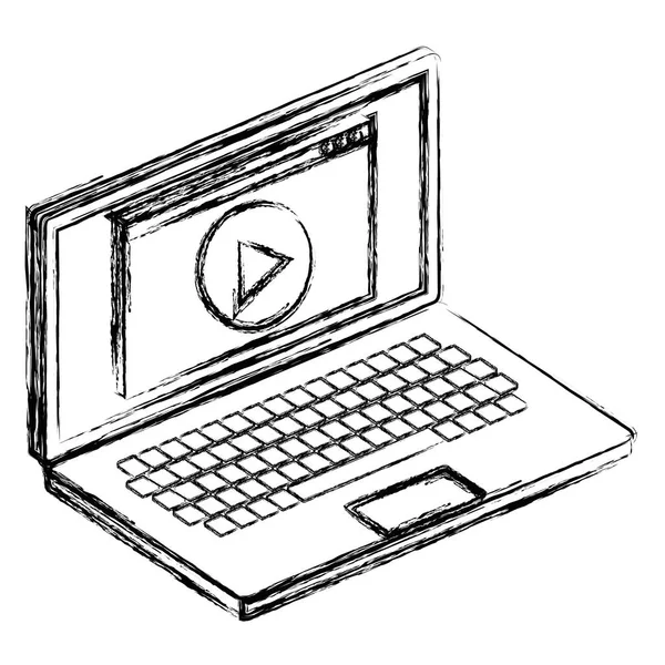 Computador portátil com media player —  Vetores de Stock