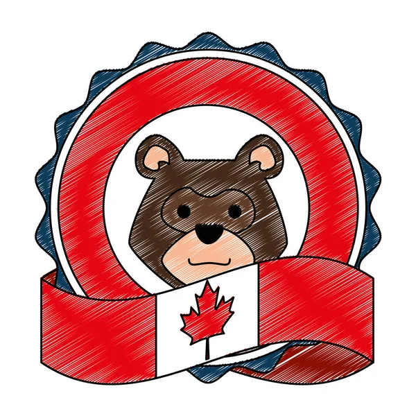 Kanadai zászló medve grizzly — Stock Vector