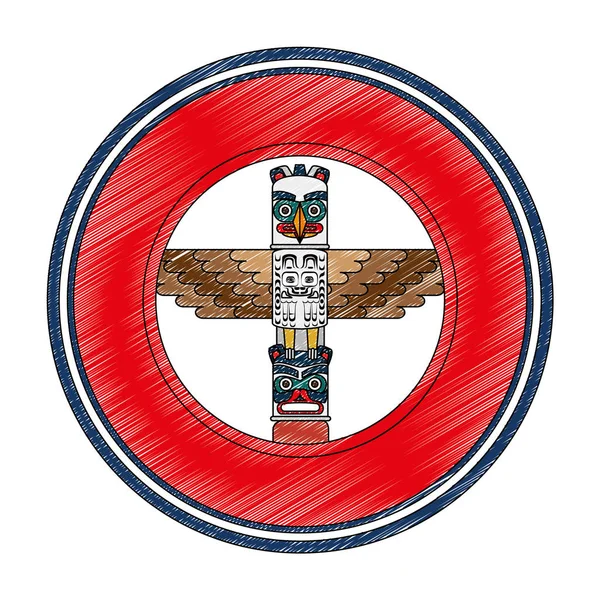 Kanadyjski drewniany pieczęć pieczęć Totem — Wektor stockowy