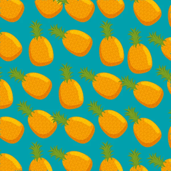 菠萝新鲜水果图案背景 — 图库矢量图片