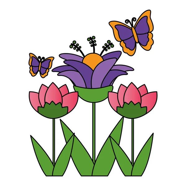 꽃 나비 장식 — 스톡 벡터