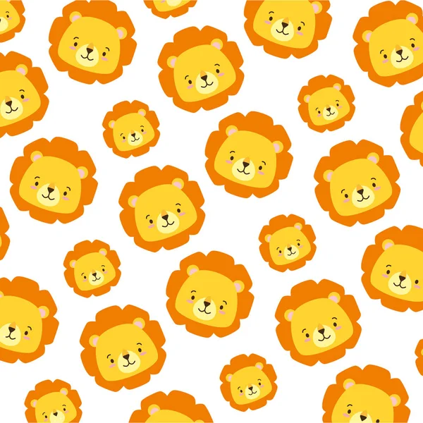 Carino leone faccia cartoni animati sfondo — Vettoriale Stock