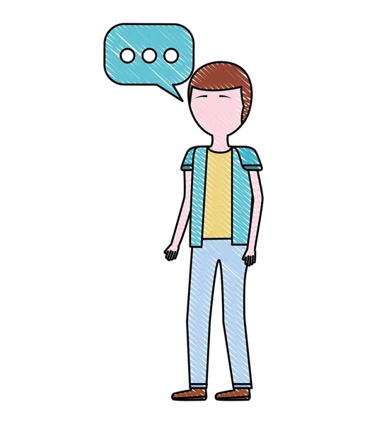 Homme debout parole bulle conversation — Image vectorielle