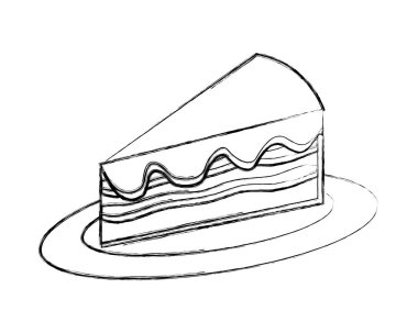 çanak gıda tatlı el çizim tatlı parça kek