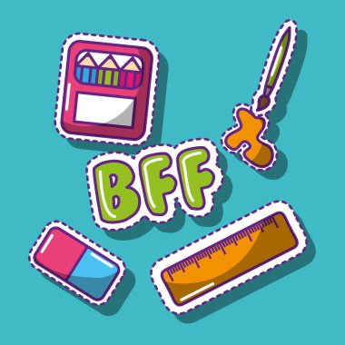 bff okul boya kalemleri cetvel silgi fırça sanat