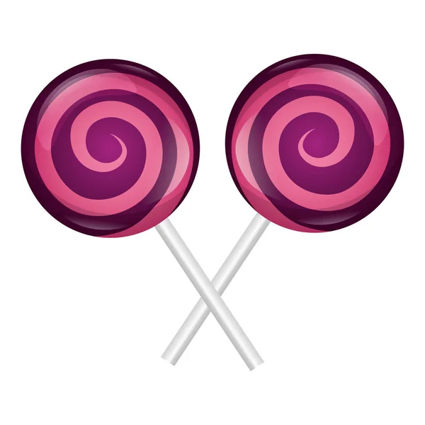 Zoete lollies gekruiste geïsoleerde pictogram — Stockvector