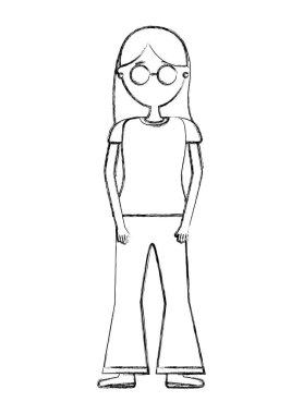 gözlük karakter karikatür kadın