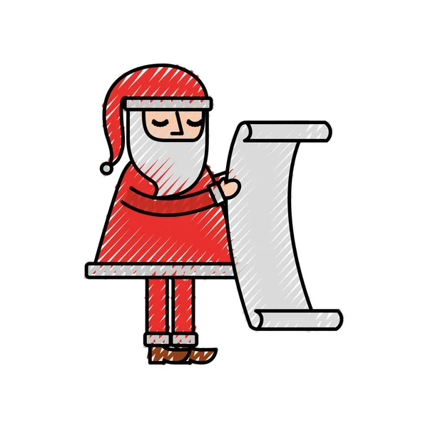 Olvasó egy hosszú listát az ajándékok, Santa Claus — Stock Vector