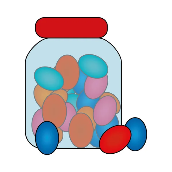 Glass jar sweet candies confectionery — Stock Vector