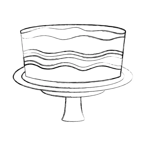 Verjaardag zoete cake in stand partij decoratie handtekening — Stockvector
