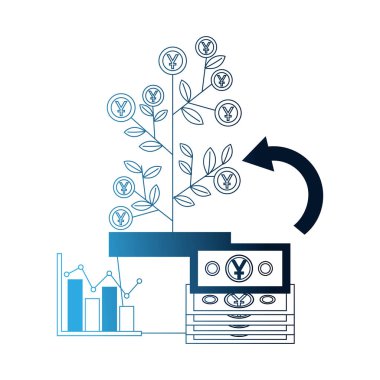 Kripto paralar iş simgeleri ile bitki