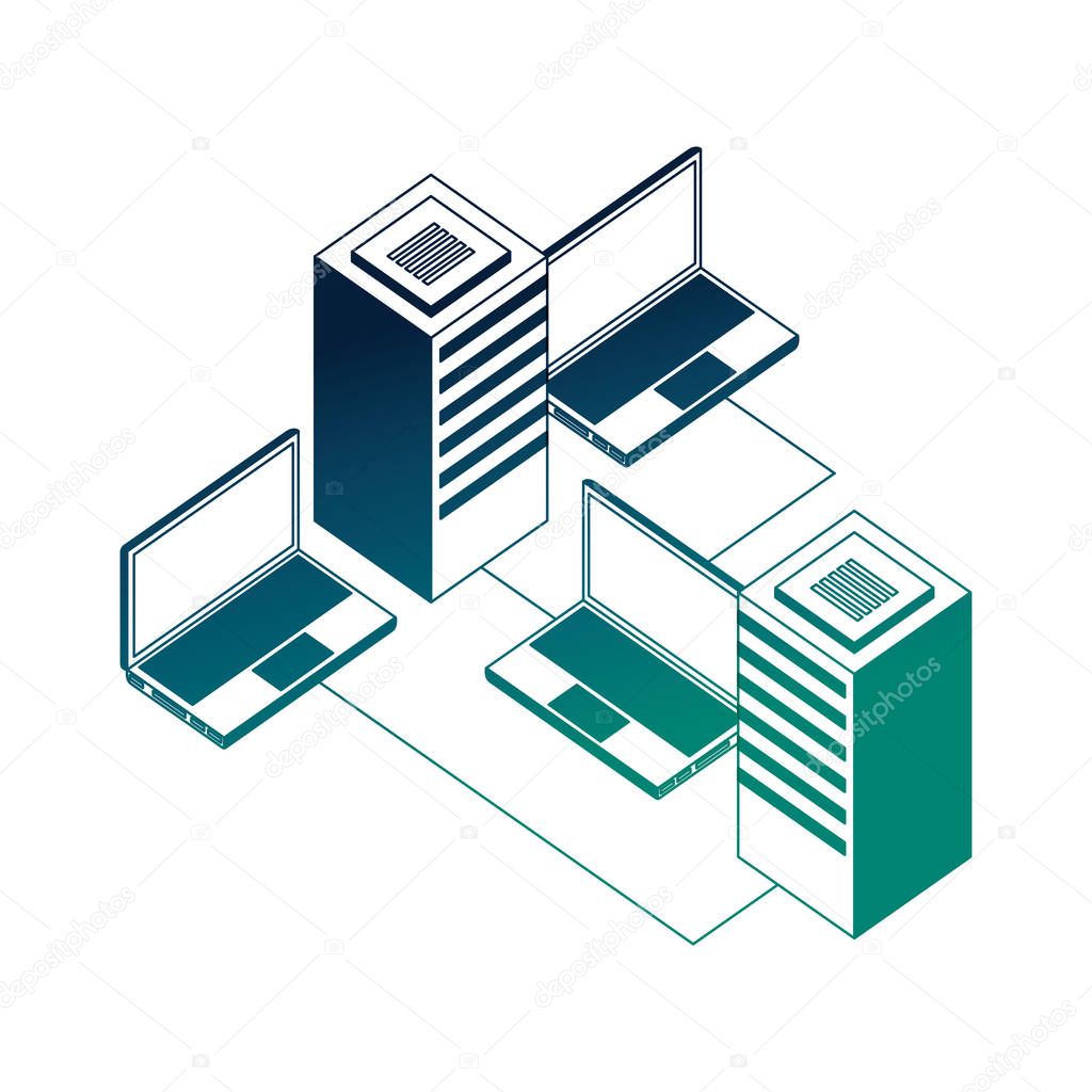 dataserver center network laptop data storage