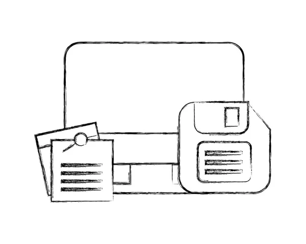 Computer-Diskette und Notizen Memo Office — Stockvektor