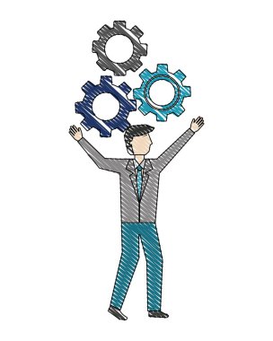 işadamı dişliler takım çalışma ilerleme renk çizim