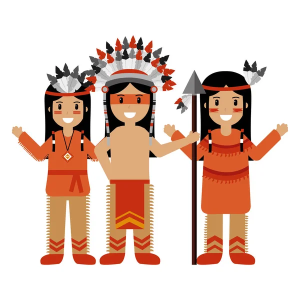 美洲原住民的字符 — 图库矢量图片
