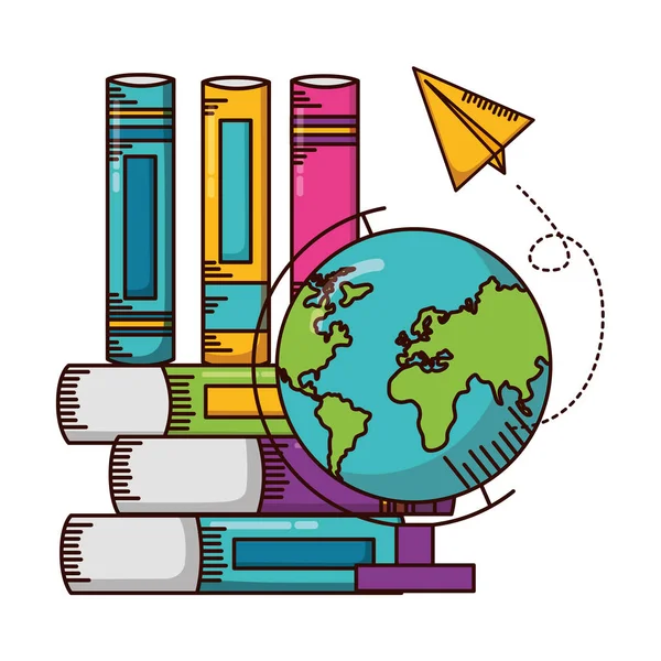Dünya kitap okul malzemeleri — Stok Vektör