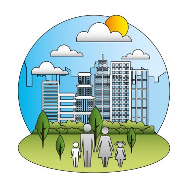 cityscape siluet avatarları aile