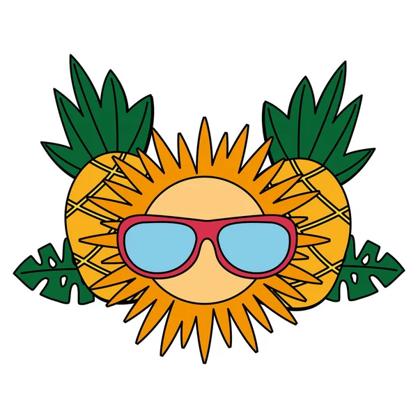 Ananassonne mit Sonnenbrille tropischer Sommer — Stockvektor