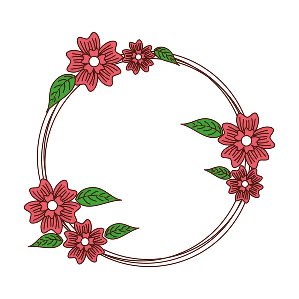 Flower wreath floral leaves style decorative element — Stock Vector