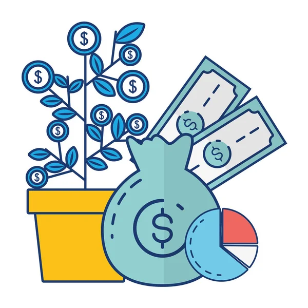 Money bag online payment — Stock Vector
