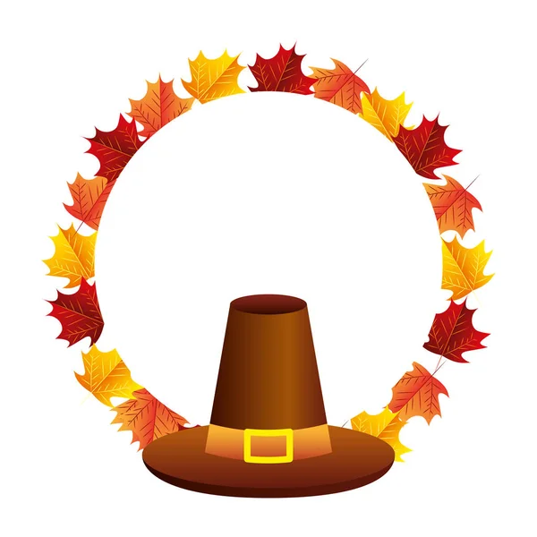 Thanksgiving jour chapeau accessoire feuilles — Image vectorielle