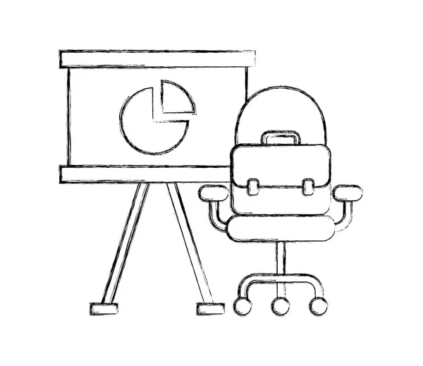 Silla de mesa de presentación de oficina y maletín — Archivo Imágenes Vectoriales