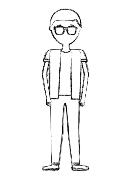 Adam erkek ayakta karakter karikatür — Stok Vektör