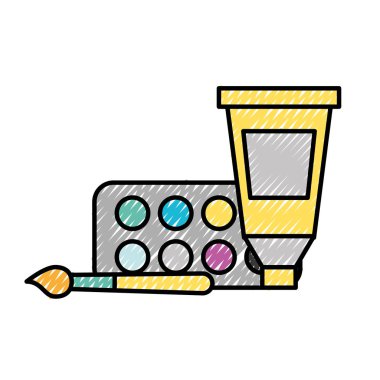 sanatsal tasarım renk tüp paleti ve fırça