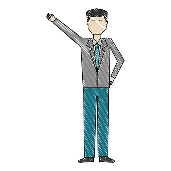ビジネスマンキャラクター立つアバターカラー描画 — ストックベクタ