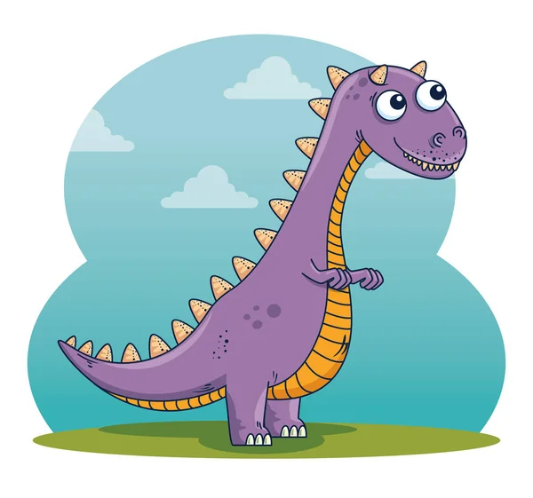 Carnotaurus wild dinosaur character with clouds — Stock Vector