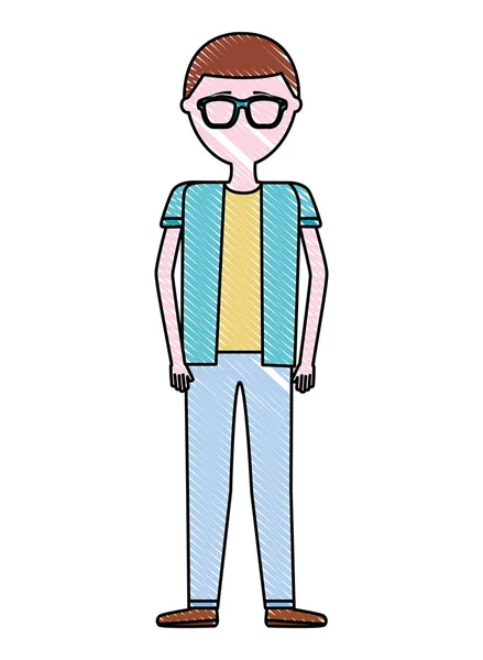 Hombre hombre de pie personaje de dibujos animados — Vector de stock