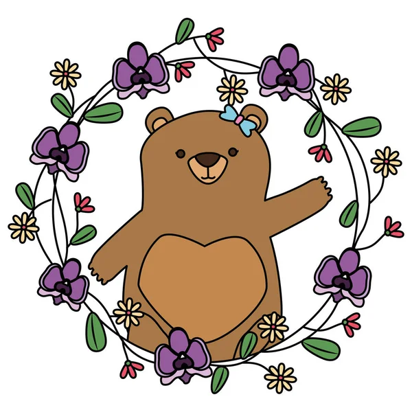 Flores de urso bonito — Vetor de Stock