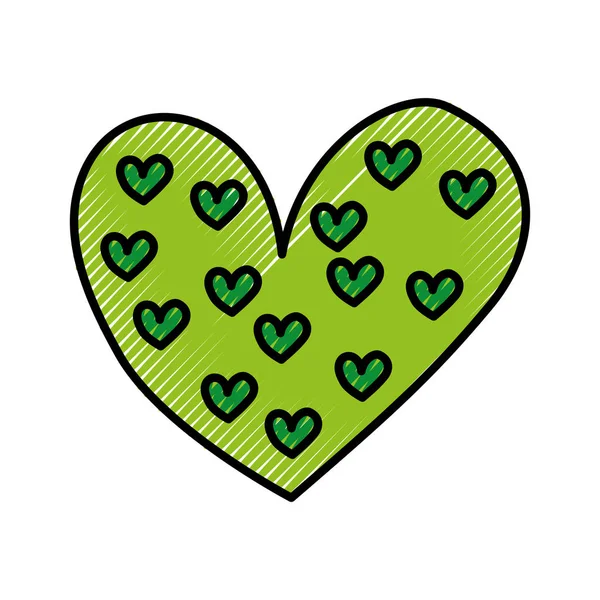 Coeur vert amour romance passion décoration élément style — Image vectorielle