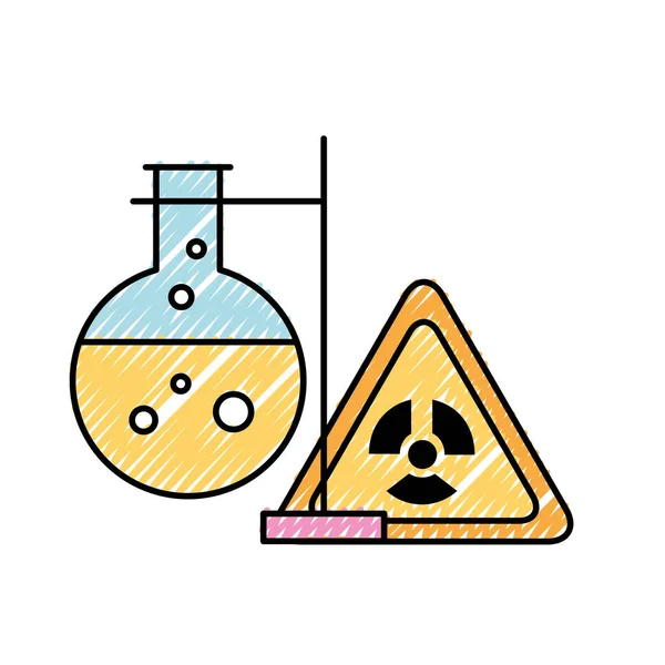 Kimya tehlike işareti test tüpü Laboratuvarı — Stok Vektör