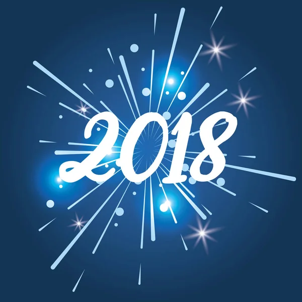 Feliz ano novo 2018 luzes brilhantes fundo azul — Vetor de Stock