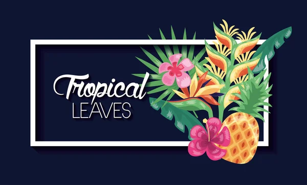 Tropikal yaprakları koyu arka plan — Stok Vektör