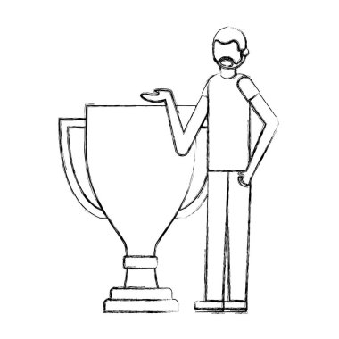 kupa ödüllü başarı el çizimi ile adam