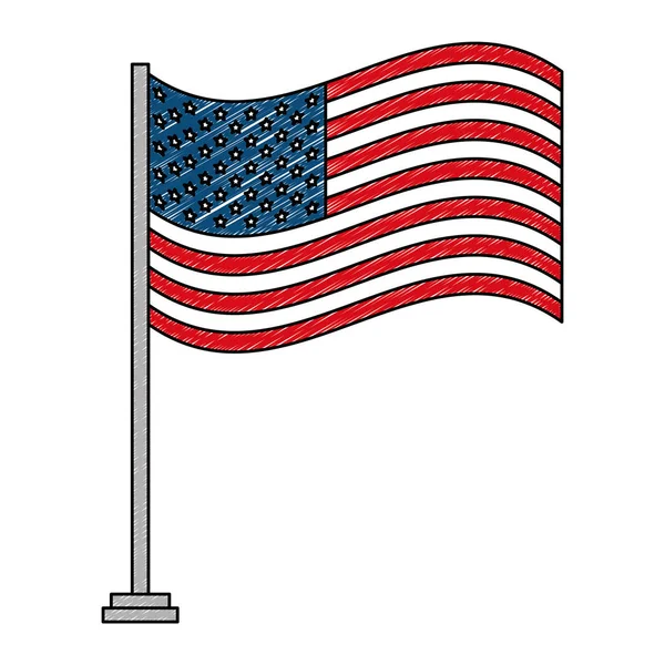 美利坚合众国国旗在极波与波 — 图库矢量图片