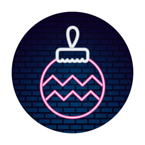 Bola de néon decoração adesivo feliz natal — Vetor de Stock