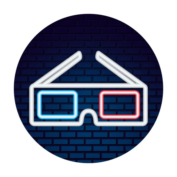 Kinobrille mit Neonlicht — Stockvektor