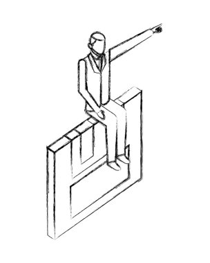 disket üzerinde oturan işadamı