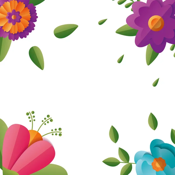 Λουλούδια πλαίσιο διακόσμησης — Διανυσματικό Αρχείο