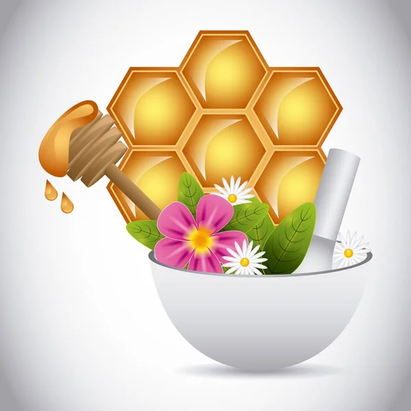 Crema facial de miel Vector — Vector de stock