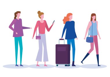 rahat giysiler ve bagaj ile kadın seti